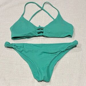 L*Space Flynn Domino Bikini Top & Sundrop Slider Bikini Bottoms Medium Spearmint
